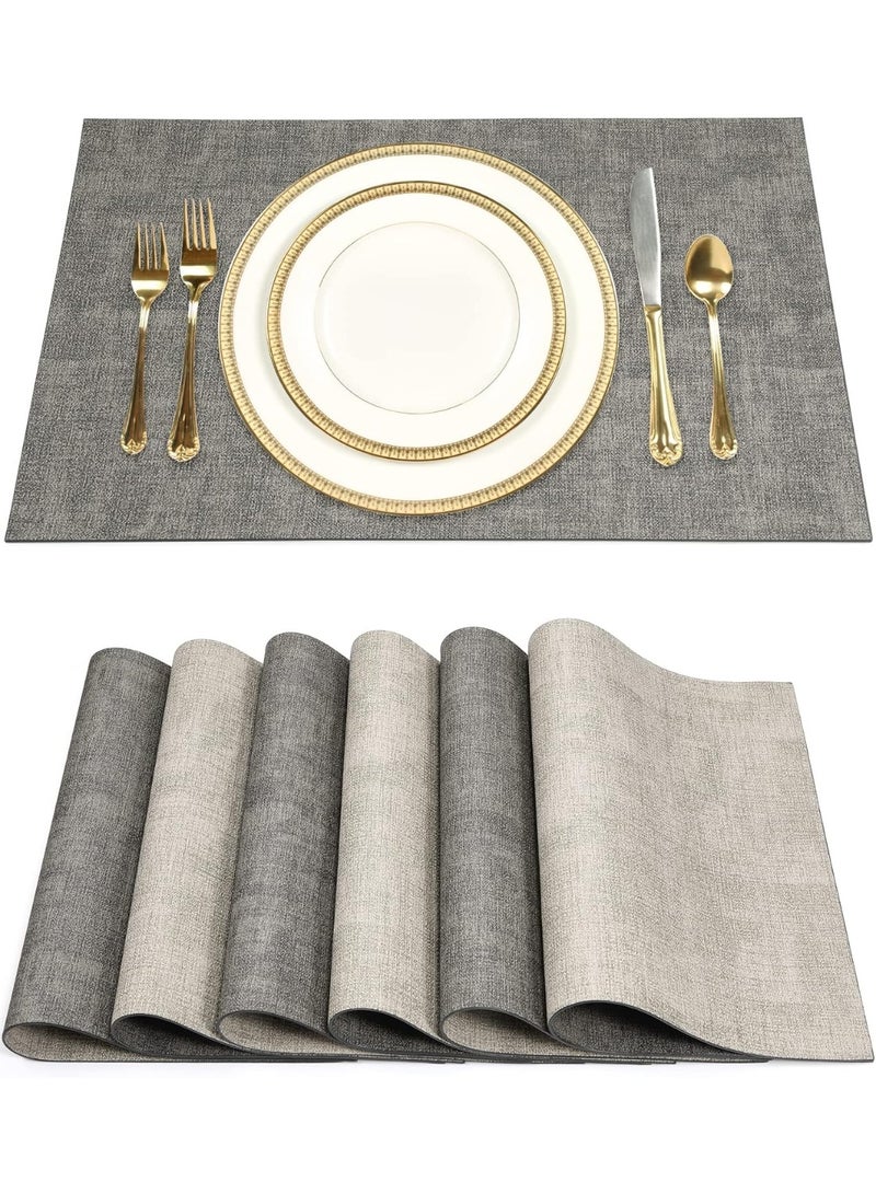 Leather Placemats Set of 6 Reversible Table Mats Heat Resistant Waterproof No-Slip Place Mats for Dining Table Kitchen Parties - Image 1
